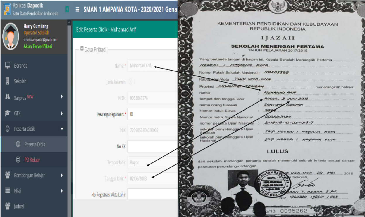 Salah 1 Syarat Penting Penerimaan Siswa Baru SMAN 1 Ampana Kota 2021